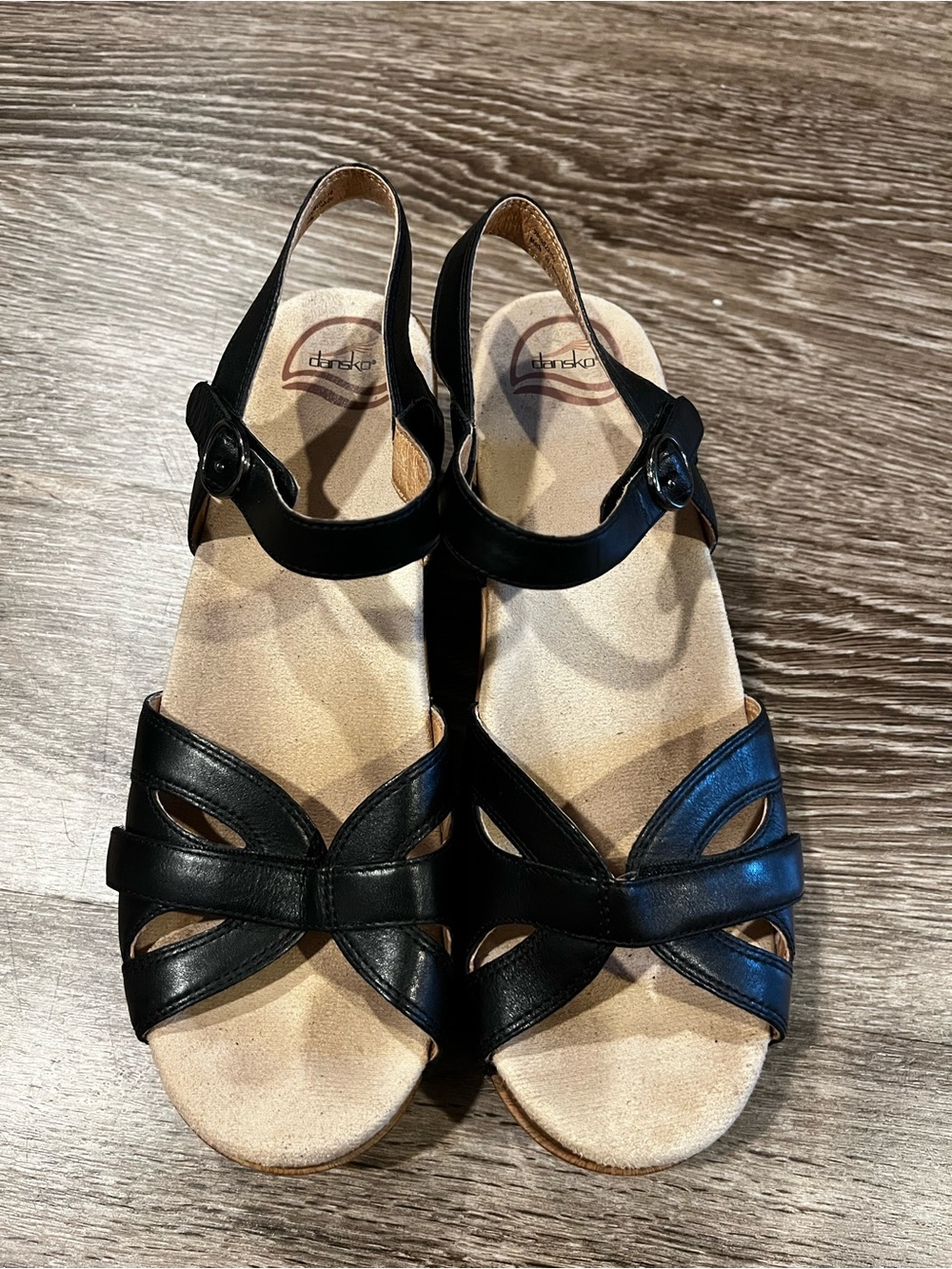 Dansko Women's Black Leather Sandals